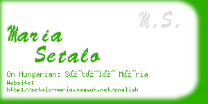 maria setalo business card